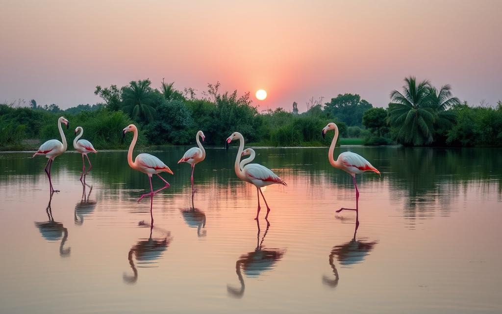 Flamingi na jednej nodze